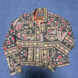 Gramicci Button Up Jacket Womens Large Multicolor Floral Aztec Kantha Artisan
